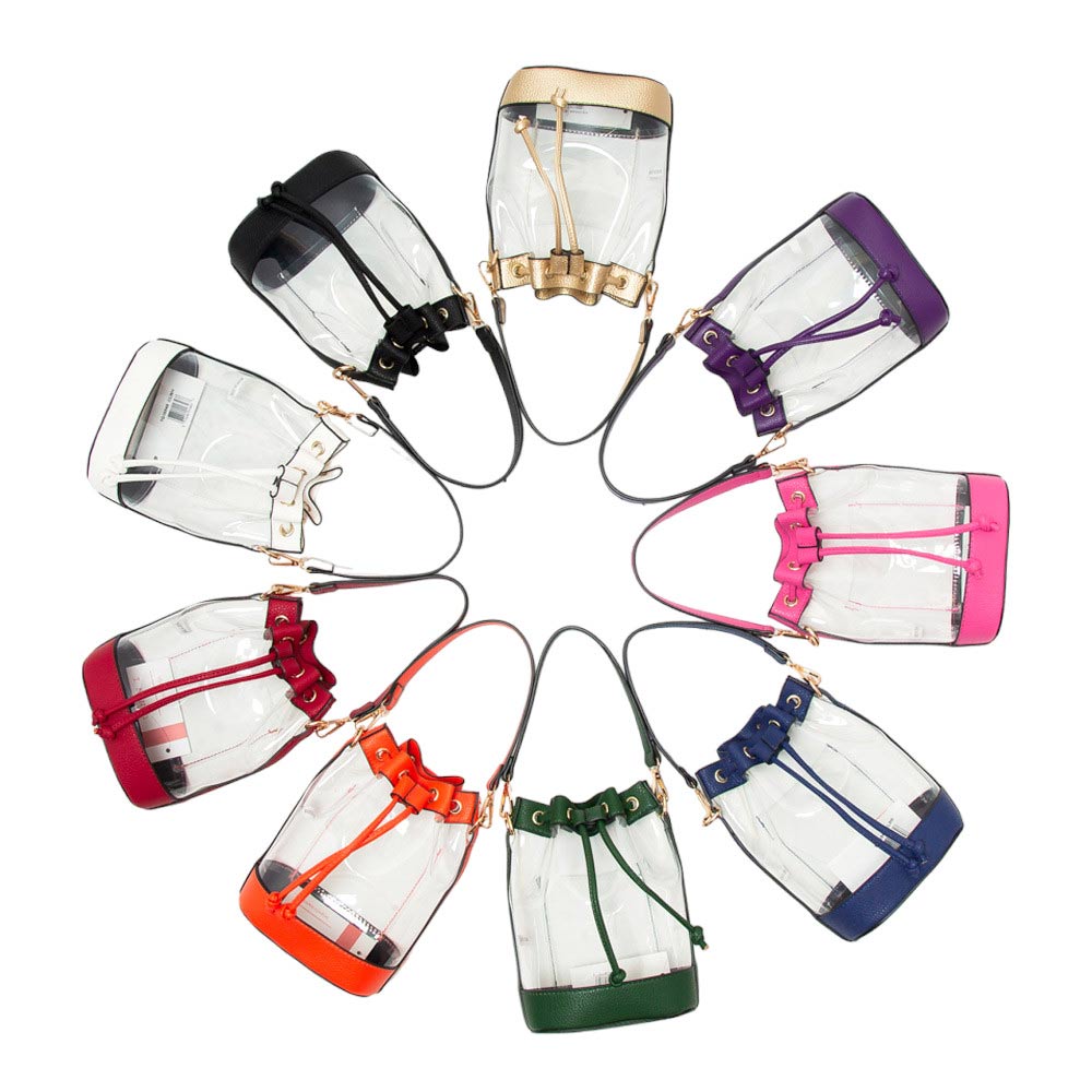 Faux Leather Transparent Bucket Bag