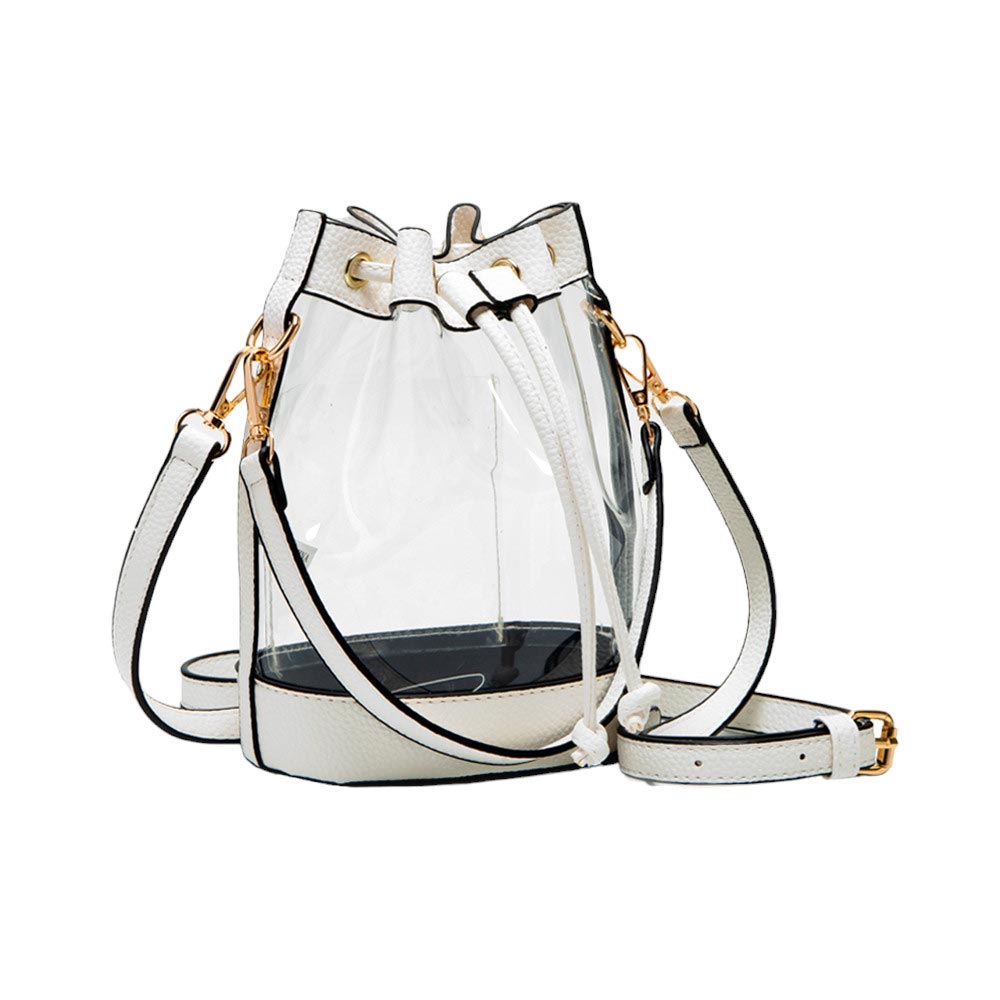 Faux Leather Transparent Bucket Bag